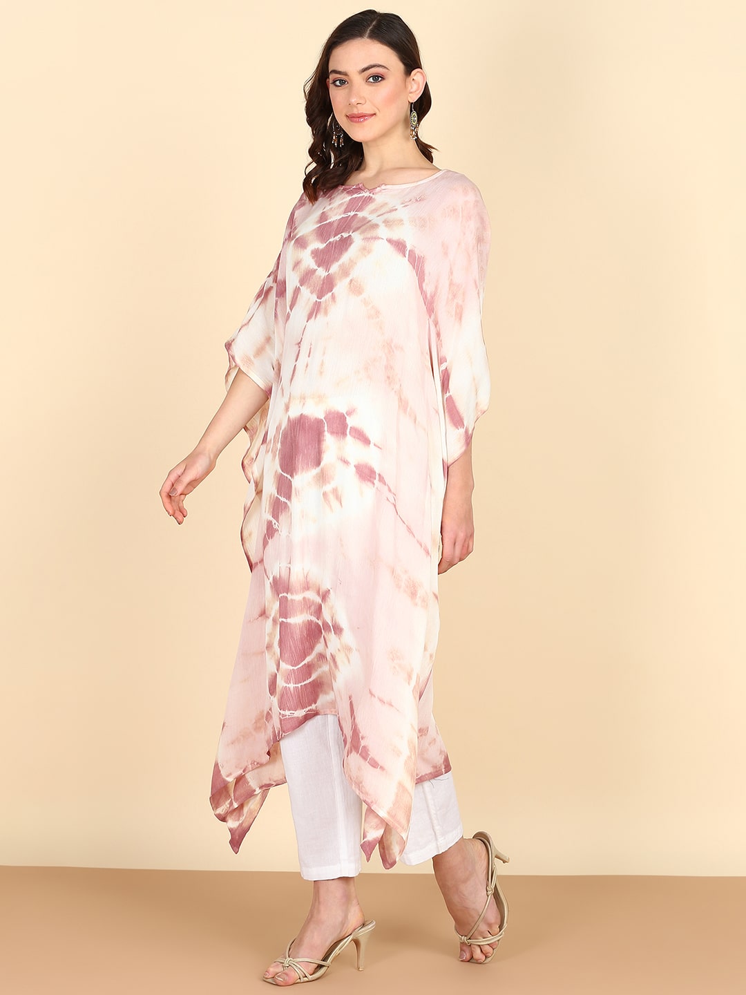 Rayon Hand Dyed Tie Dye Brown Kaftan (W1157)