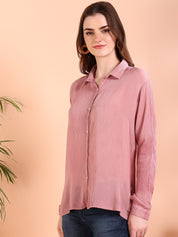 Mauve Tie-Dye Crepe Loose Fit Shirt (W1556)