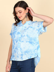 Rayon tie dye Light Blue Slub Top (W1340)