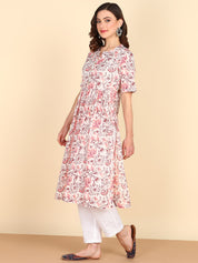 Pure Cotton Ethnic Motifs Printed Off White Kurta (W1231)