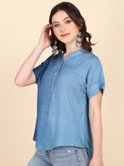 Half Sleeves Ombre Dyed Fitted Rayon Top (W1486)