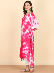 Rayon Tie Dye Pink And White Crepe Kaftan kurta (W1350)