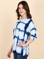 Tie Dyed Round Neck Rayon Crepe Top (W1476)