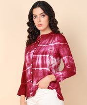 Rayon Bright Pink Tie Dye Regular Fit Shirt (W1389)