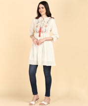 Pink Cotton Lurex Embroidered Tunic (W1399)