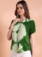 Vibrant Green Tie-Dye Everywhere Top In Soft Rayon (W1548)