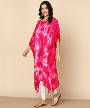 Rayon Crepe Tie Dye Pink Kaftan Kurta (W1123)