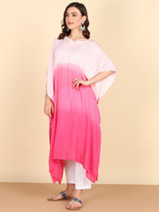 Rayon Hand Dyed Tie Dye Ombre Pink Kaftan (W1158)