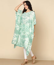 Rayon Tie Dye Pastel Green Kaftan kurta (W1349)