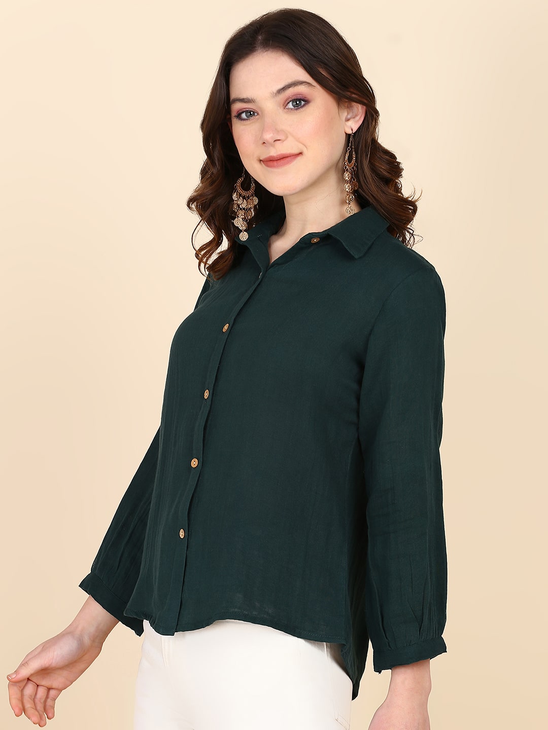 Comfort Fit Solid Shirt for Women (W1477)