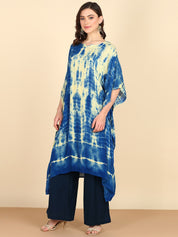 Rayon Tie Dye Blue And Light Green Kaftan kurta (W1351)