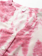 Rayon Tie Dye Pink Slub Shirt (W1341)