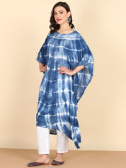 Rayon Tie Dye Blue Kaftan Kurta (W1358)