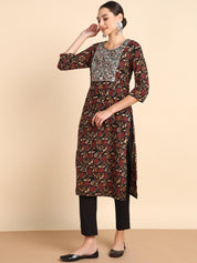 Women Embroidered Printed Rayon Straight Kurta (W1517)