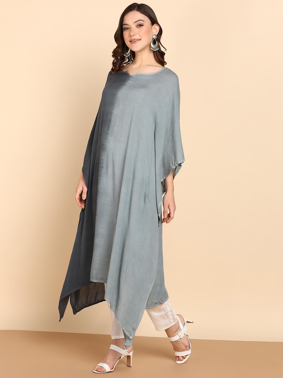 Hand Dyed Loose Fitted Crepe Kaftan Kurta (W1442)