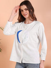 White Tie-Dye Crepe Loose Fit Shirt (W1561)