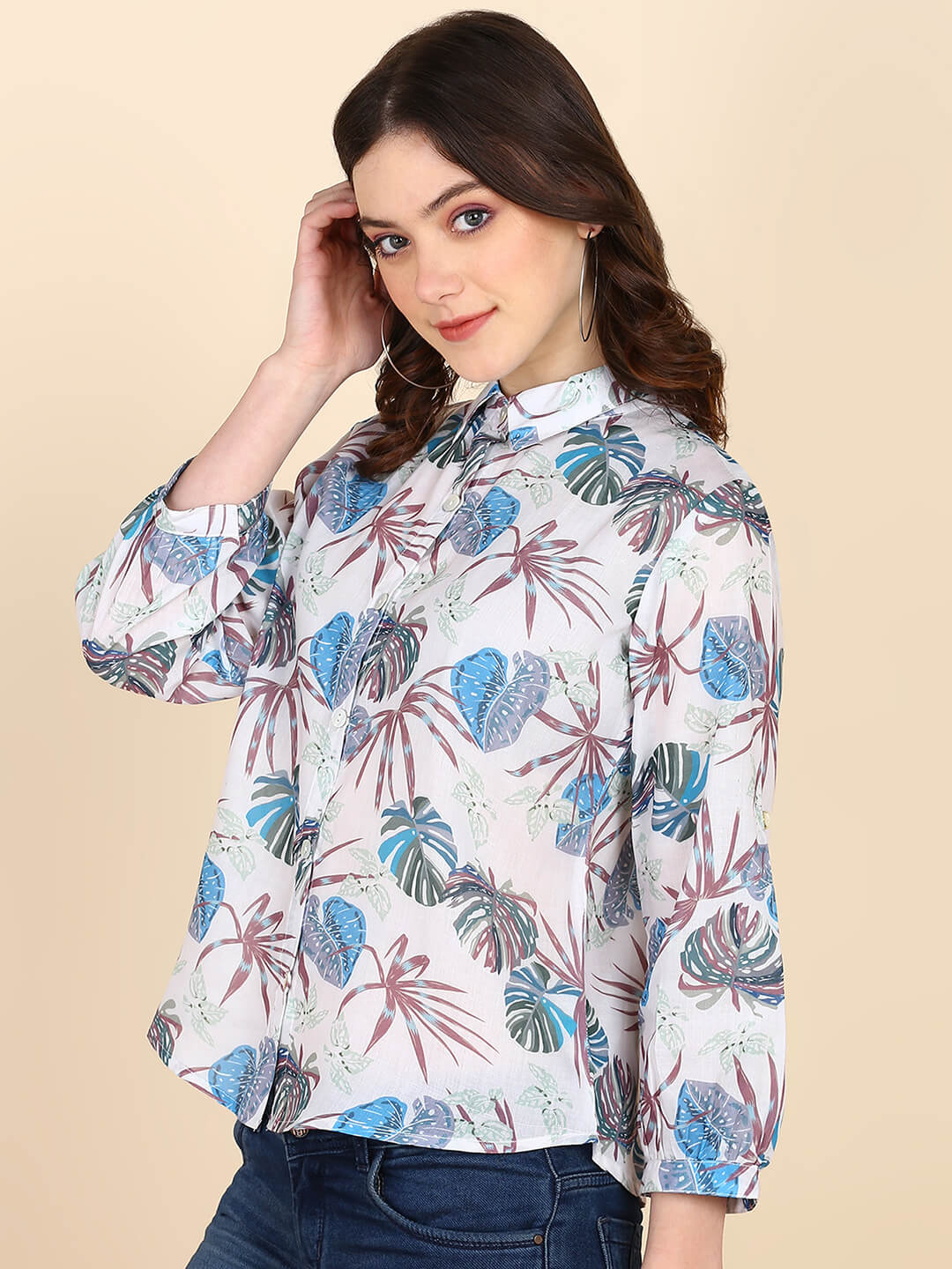 Digital Printed Comfort Fit Shirt for Women (W1491)