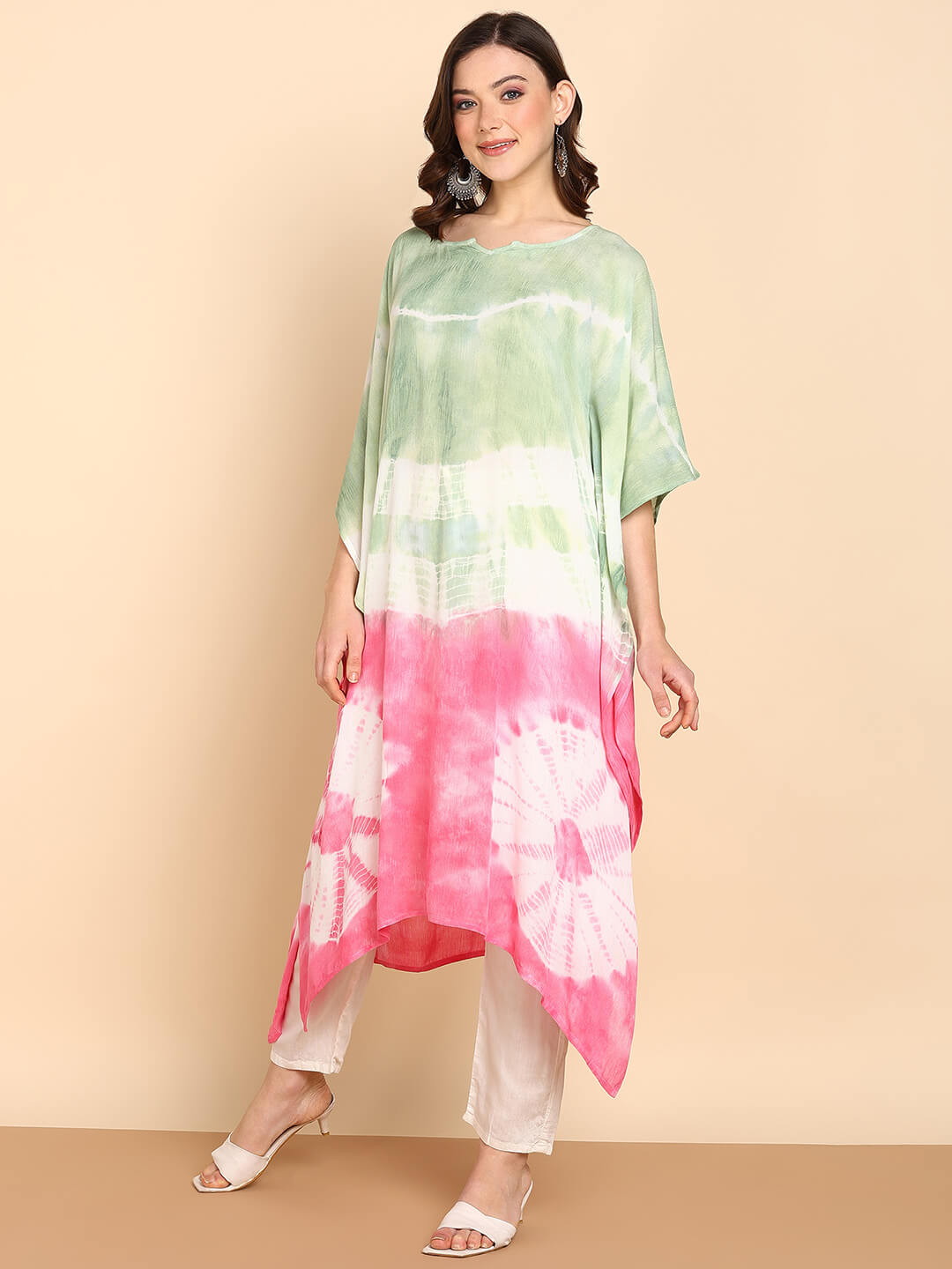 Hand Dyed Loose Fitted Crepe Kaftan Kurta (W1427)