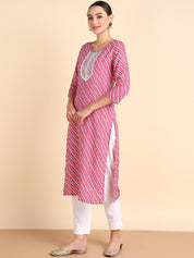 Women Embroidered Printed Rayon Straight Kurta (W1508)