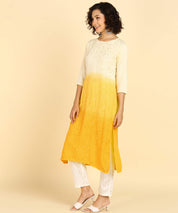 Rayon Ombre Yellow Tie Dye Straight Kurta With Adda Work (W1375)