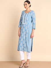 Women Embroidered Printed Rayon Straight Kurta (W1507)