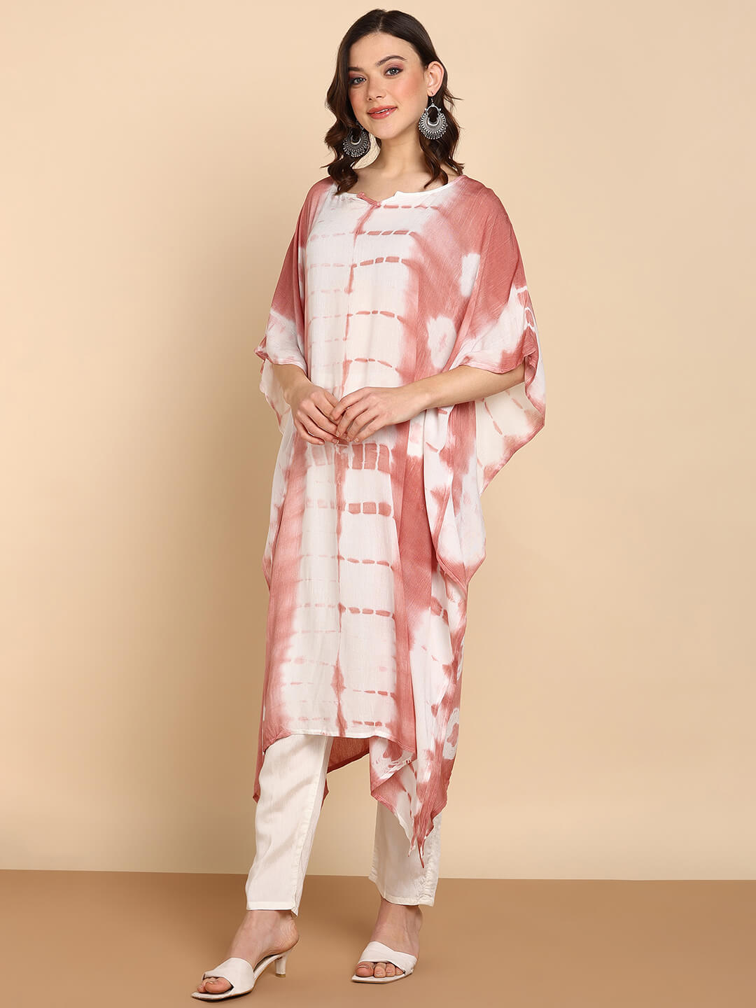 Hand Dyed Loose Fitted Crepe Kaftan Kurta (W1444)