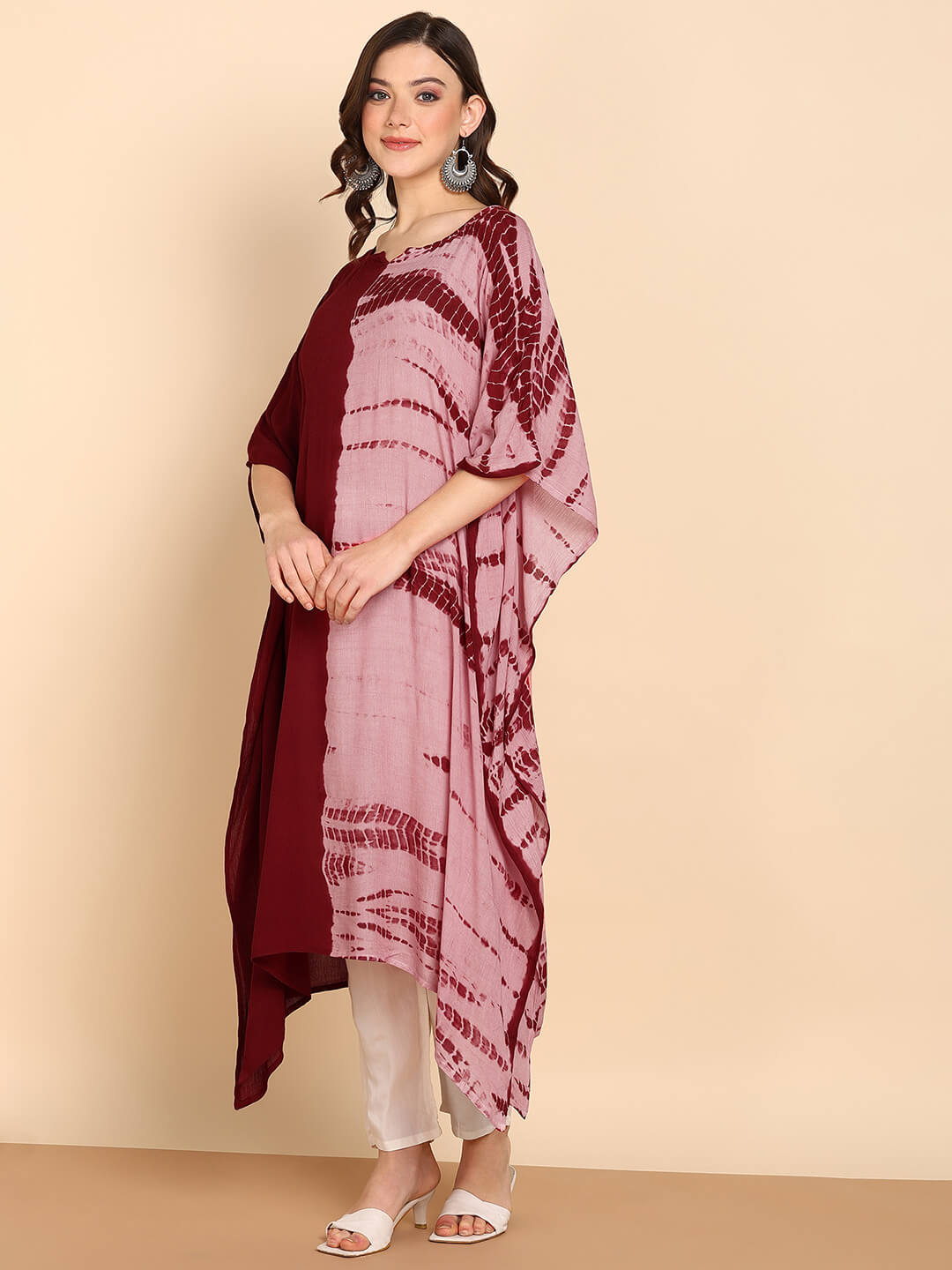 Hand Dyed Loose Fitted Crepe Kaftan Kurta (W1430)