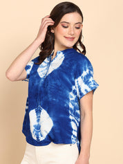 Tie Dyed Fitted Rayon Top for Women (W1459)