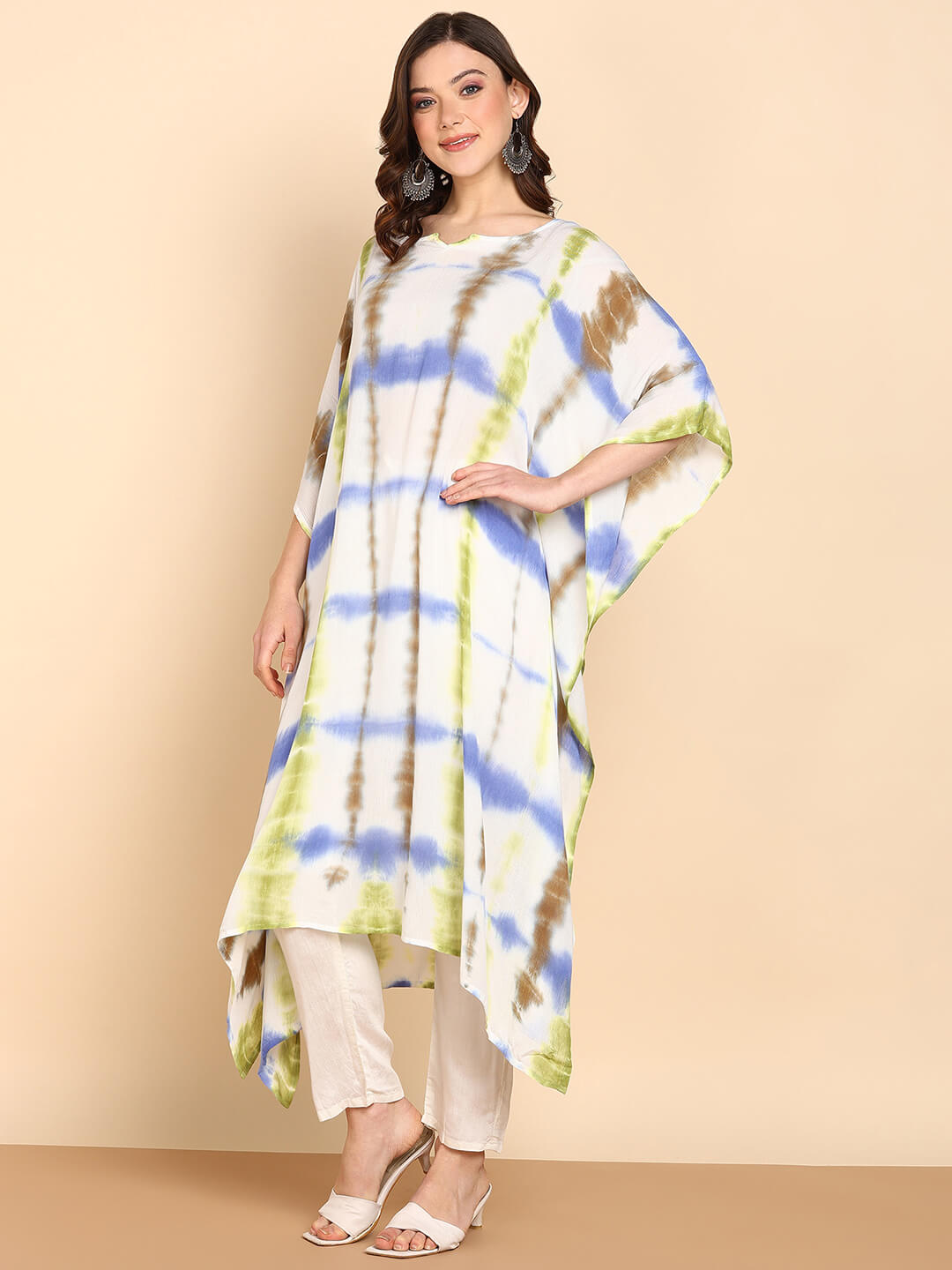 Hand Dyed Loose Fitted Crepe Kaftan Kurta (W1435)