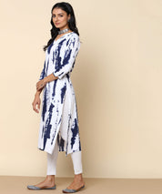 Rayon Tie Dye White Straight Kurta (W1308)