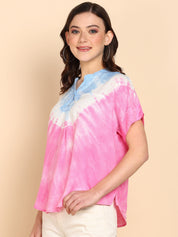 Tie Dyed Fitted Rayon Top for Women (W1460)