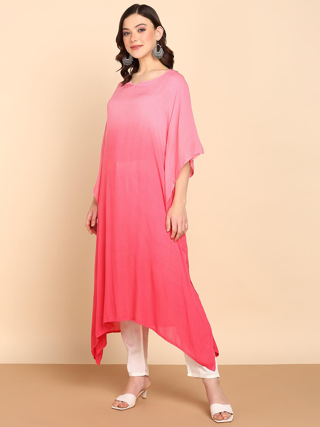 Hand Dyed Loose Fitted Crepe Kaftan Kurta (W1441)