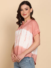 Tie Dyed Fitted Rayon Top for Women (W1462)