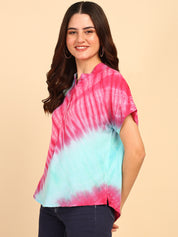 Hand Tie Dyed Sea Green Top for Women (W1528)