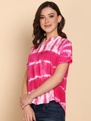 Tie Dyed Fitted Rayon Top for Women (W1464)