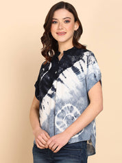 Tie Dyed Fitted Rayon Top for Women (W1457)