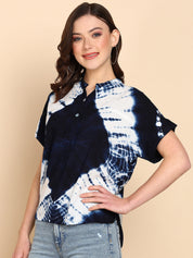 Tie Dyed Fitted Rayon Top for Women (W1461)