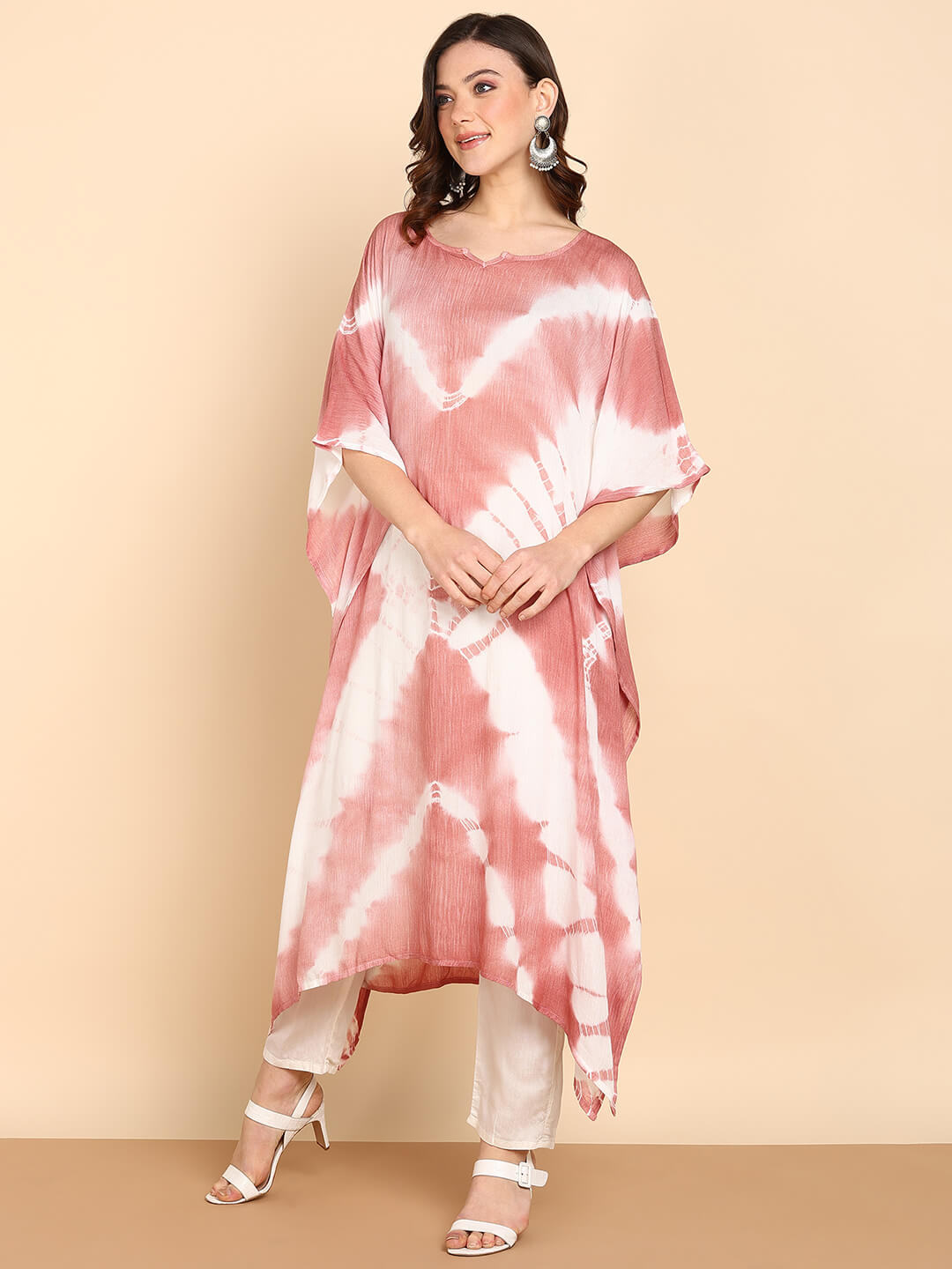 Hand Dyed Loose Fitted Crepe Kaftan Kurta (W1428)