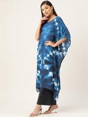 Blue Tie Dye Rayon Crepe Kaftan kurta (W1348)