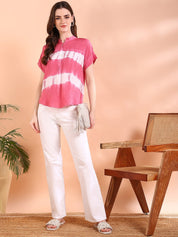 Vibrant Pink Tie-Dye Everywhere Top In Soft Rayon (W1547)