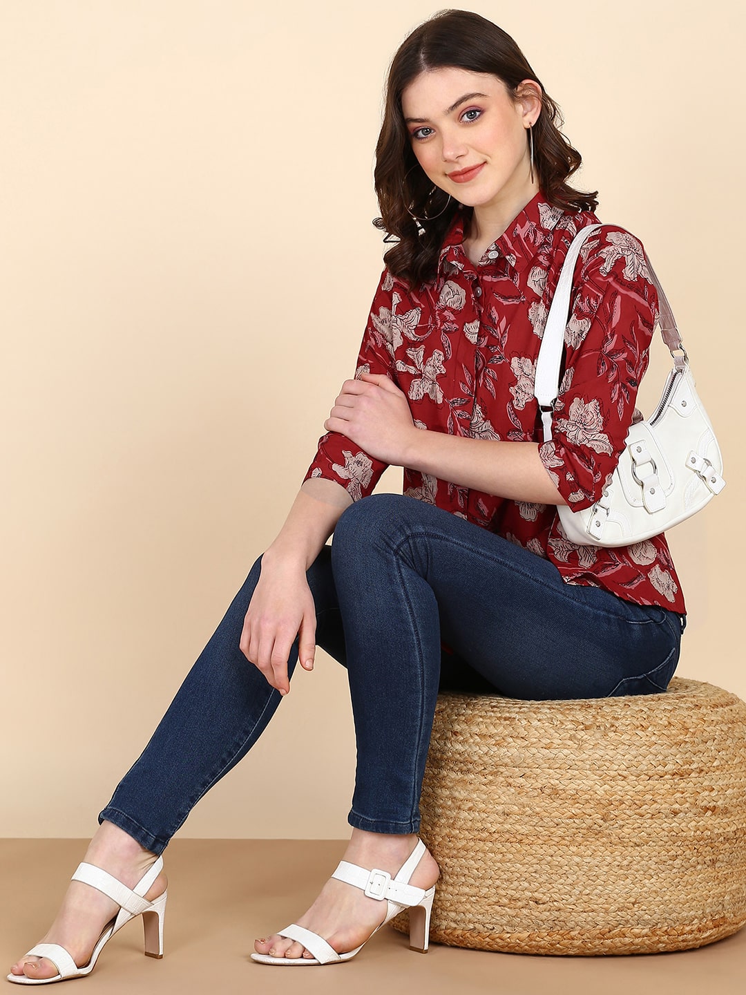 Floral Printed Comfort Fit Shirt for Women (W1479)