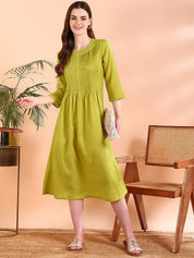 Lime Green Straight Kurta with Soft Rayon (W1570)