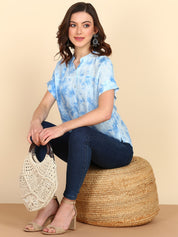 Rayon tie dye Light Blue Slub Top (W1340)