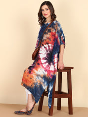 Rayon Crepe Tie Dye Multicolor Kaftan Kurta (W1124)