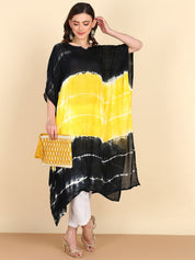 Rayon Crepe Tie Dye yellow & Green Hand Kaftan Kurta (W1210)