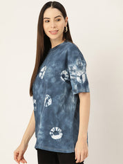 Cotton Tie Dye Blue Oversize T-shirts (W1290)