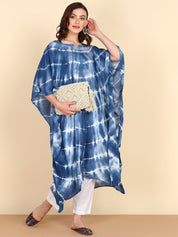 Rayon Tie Dye Blue Kaftan Kurta (W1358)