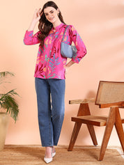 Pink Tie-Dye Crepe Loose Fit Shirt (W1566)