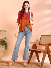 Red Tie-Dye Crepe Loose fit Shirt (W1559)