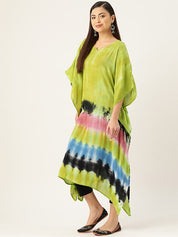 Rayon Tie Dye Green Kaftan Kurta (W1355)